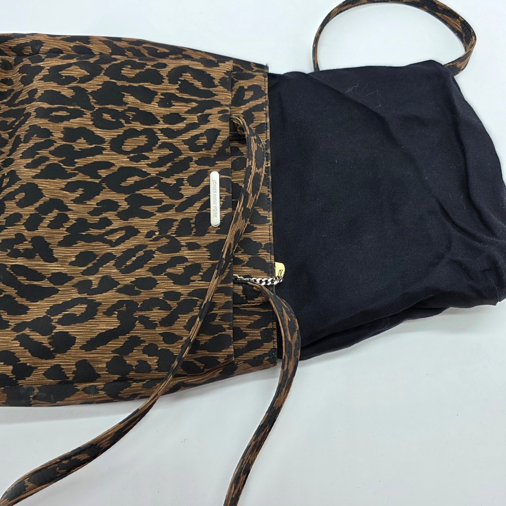 Jones New York Leopard Shoulder Bag Animal Print Nylon Tote ID Case Y2K Classic - Picture 9 of 14